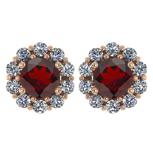 Certified 2.30 Ctw Garnet And Diamond 14k Rose Gold Hal