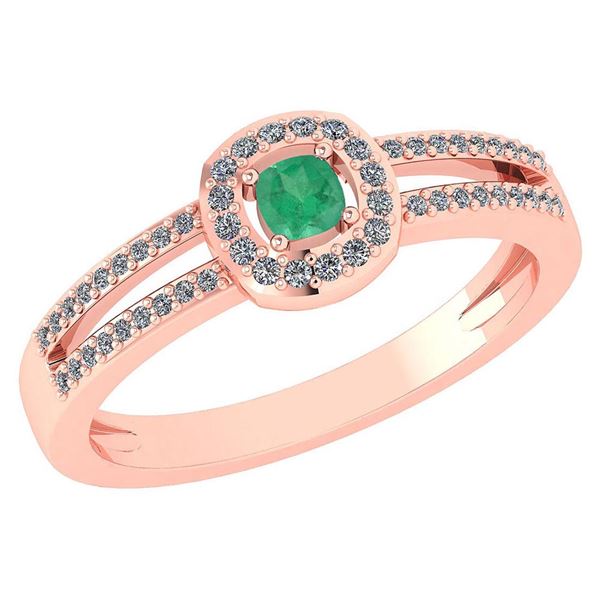 Certified 0.57 Ctw Emerald And Diamond 14k Rose Gold Ha
