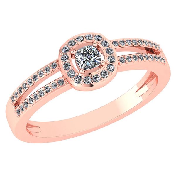 0.57 Ctw Diamond 14k Rose Gold Halo Ring