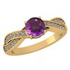 Image 1 : Certified 1.05 Ctw Amethyst And Diamond VS/SI1 14K Yell