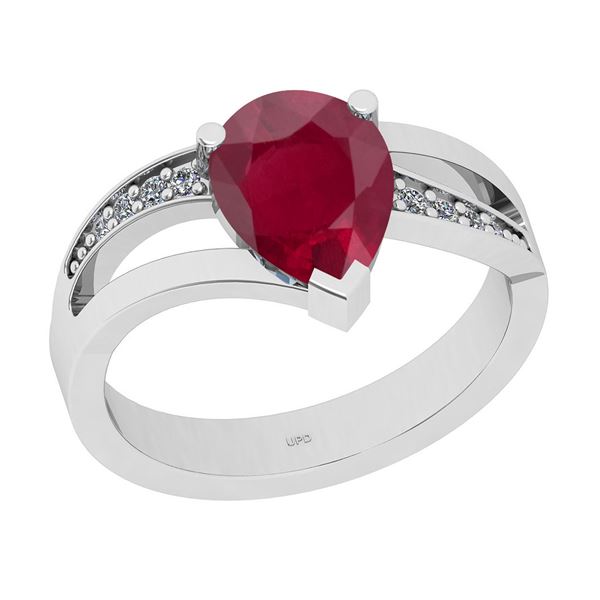 Certified 2.00 Ctw I2/I3 Ruby And Diamond 14K White Gol