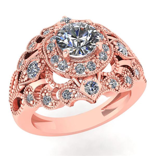 Certified 1.10 Ctw Diamond Wedding/Engagement 14K Rose
