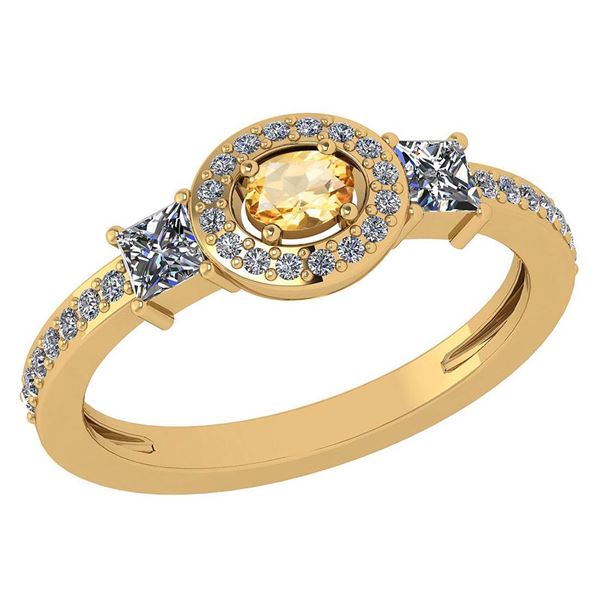 Certified 0.77 Ctw Citrine And Diamond 14k Yellow Gold