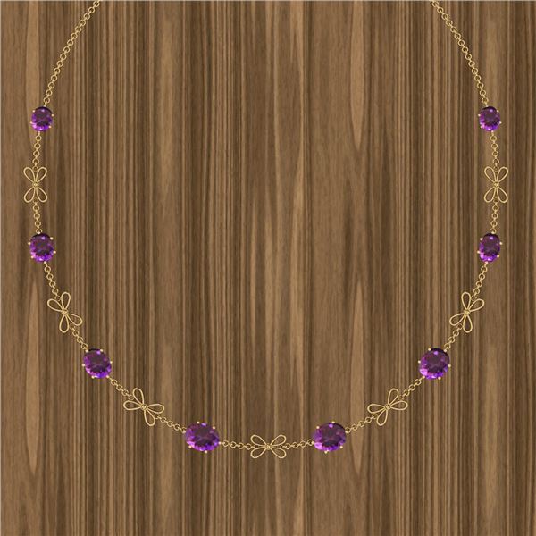 Certified 67.31 Ctw Amethyst 14k Yellow Gold Yard Neckl