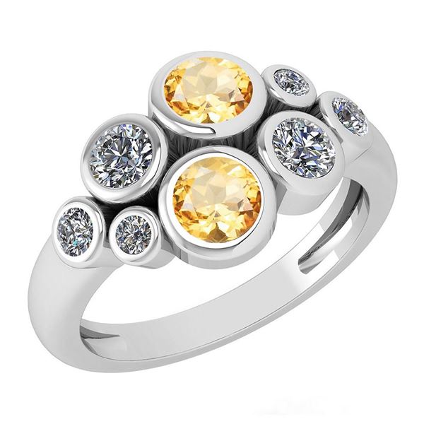 Certified 1.16 Ctw Citrine And Diamond 14k White Gold H