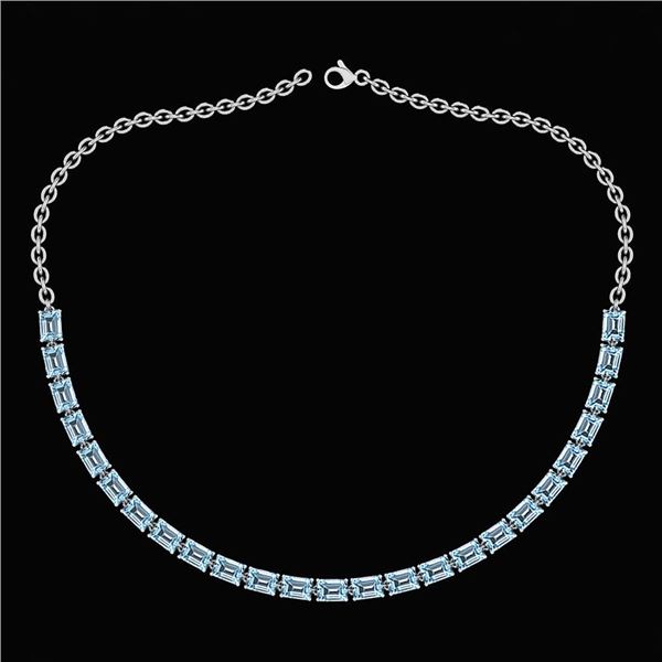 Certified 12.50 Ctw Blue Topaz Emerlad Cut Shape Neckla