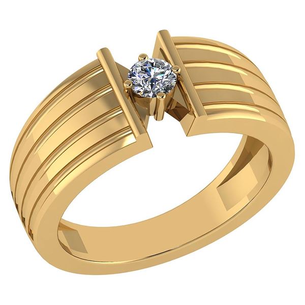 Certified 0.15 Ctw Diamond VS/SI1 Mens Band Ring 18K Ye