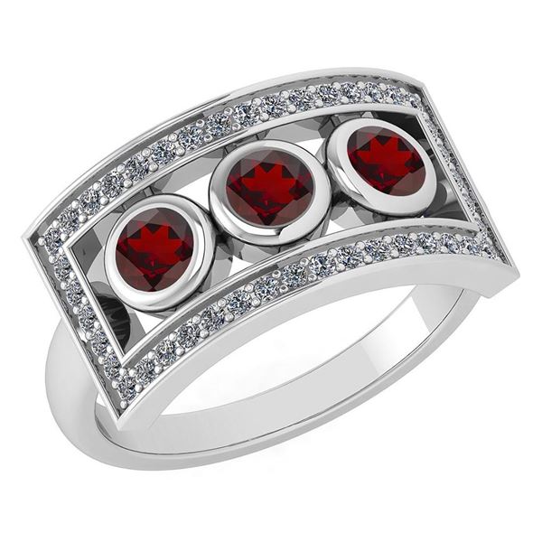 Certified 0.72 Ctw Garnet And Diamond Wedding/Engagemen