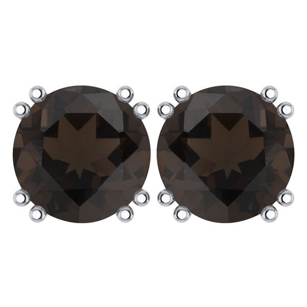 Certified 6.00 Ctw Genuine Smoky Quarzt 14K White Gold