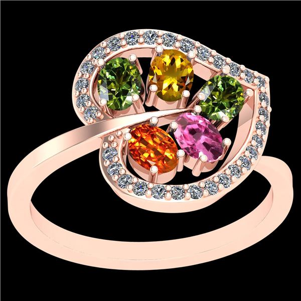 Certified 1.40 Ctw Multi Pink,Green,Orange ,Yellow Sapp