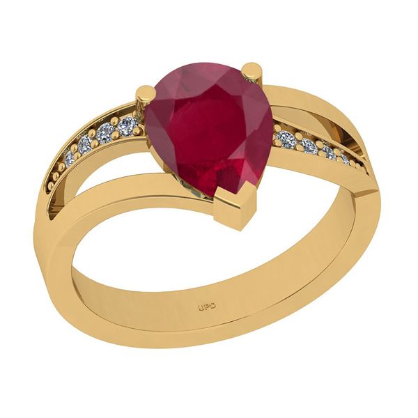 Certified 2.00 Ctw I2/I3 Ruby And Diamond 14K Yellow Go
