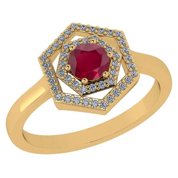 Certified 0.69 Ctw Ruby And Diamond 14k Yellow Gold Hal