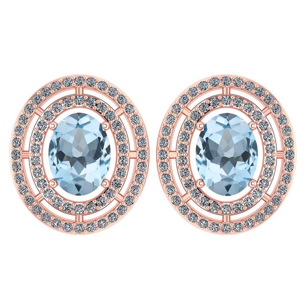 Certified 3.12 CTW Aquamarine And Diamond 14k Rose Gold
