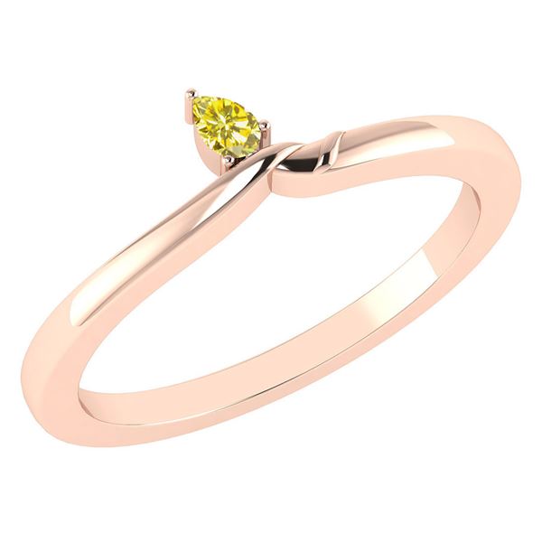 Certified 0.23 Ctw Treated Fancy Yellow Diamond 18K Ros