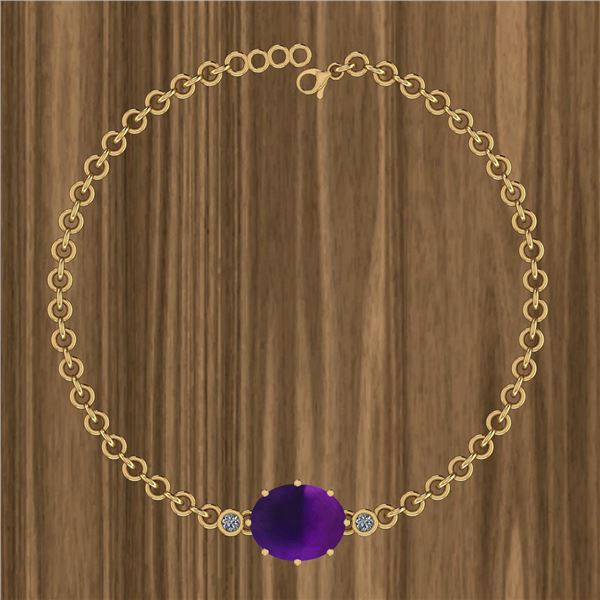 Certified 7.11 Ctw Amethyst And Diamond I2/I3 14K Gold