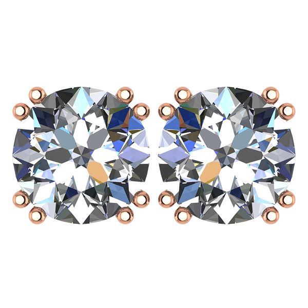Certified 2.00 Ctw Diamond 14K Rose Gold Stud Earring M