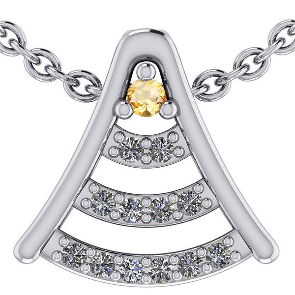 Certified 0.075 Ctw Citrine And Diamond 14k White Gold