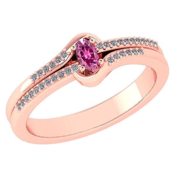 Certified 0.29 Ctw Pink Tourmaline And Diamond 14k Rose