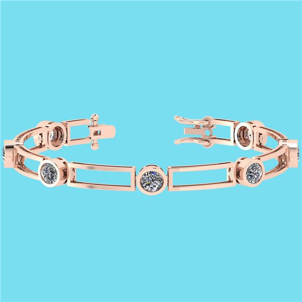 Certified 3.50 Ctw Diamond SI2/I1 Bezel Set 14K Rose Go