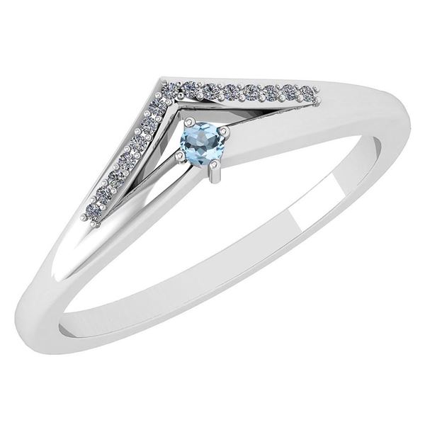 Certified 0.07 Ctw Aquamarine And Diamond 14k White Gol