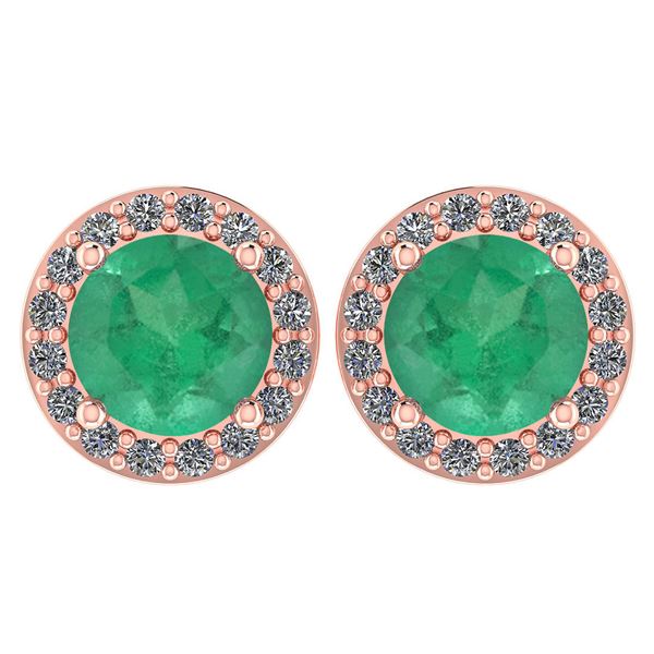 Certified 1.6 Ctw Emerald And Diamond 14k Rose Gold Hal