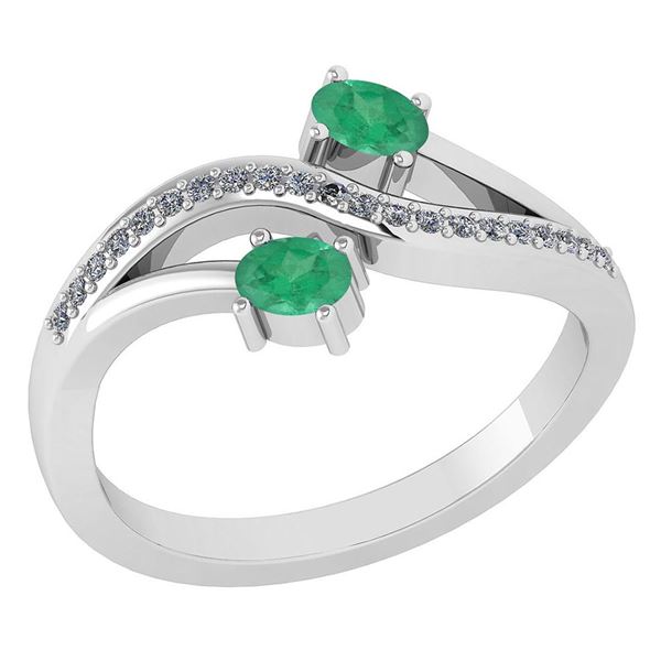 Certified 0.53 Ctw Emerald And Diamond 14k White Gold H