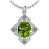 Image 1 : Certified 3.75 Ctw I2/I3 Peridot And Diamond 10K White