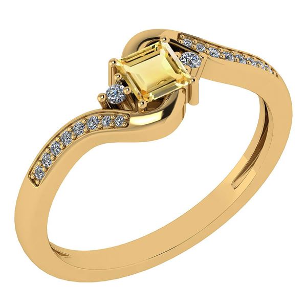 Certified 0.51 Ctw Citrine And Diamond 14k Yellow Gold