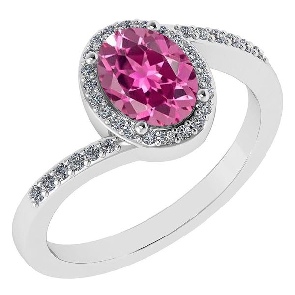 Certified 1.44 Ctw Pink Tourmaline And Diamond 14k Whit