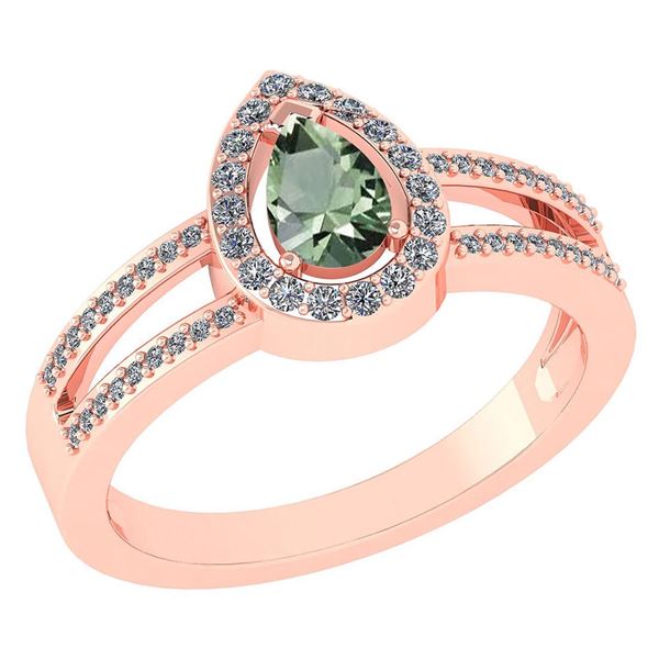 Certified 0.74 CTW Green Amethyst And Diamond 14k Rose