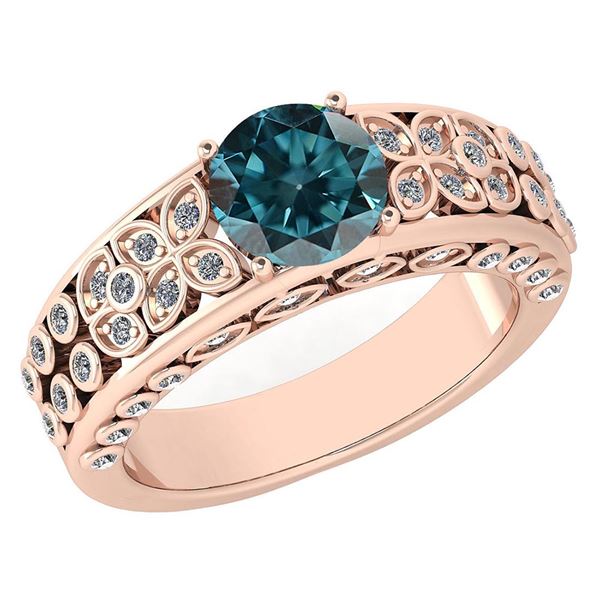 Certified 1.57 Ctw Treated Fancy Blue Diamond And White