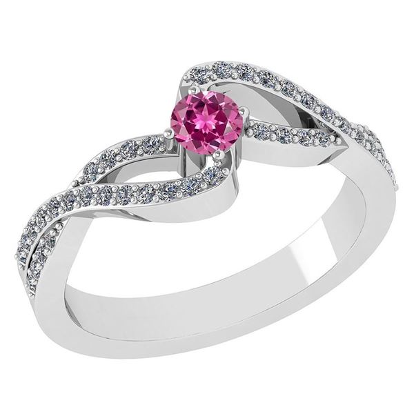 Certified 0.61 CTW Pink Tourmaline And Diamond 14k Whit