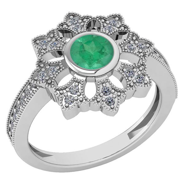 Certified 0.67 Ctw Emerald And Diamond VS/SI1 Engagemen