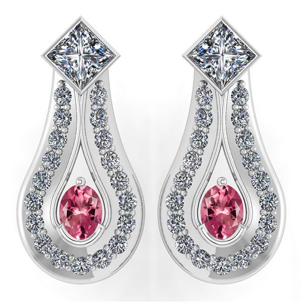 Certified 1.23 Ctw Pink Tourmaline Diamond Wedding/Enga