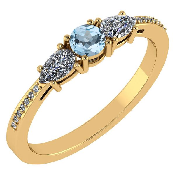 Certified 0.77 Ctw Aquamarine And Diamond 14k Yellow Go