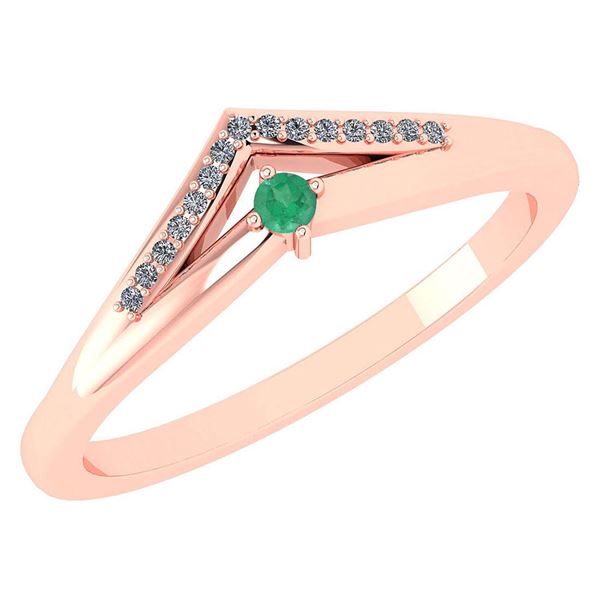 Certified 0.07 Ctw Emerald And Diamond 14k Rose Gold Ha