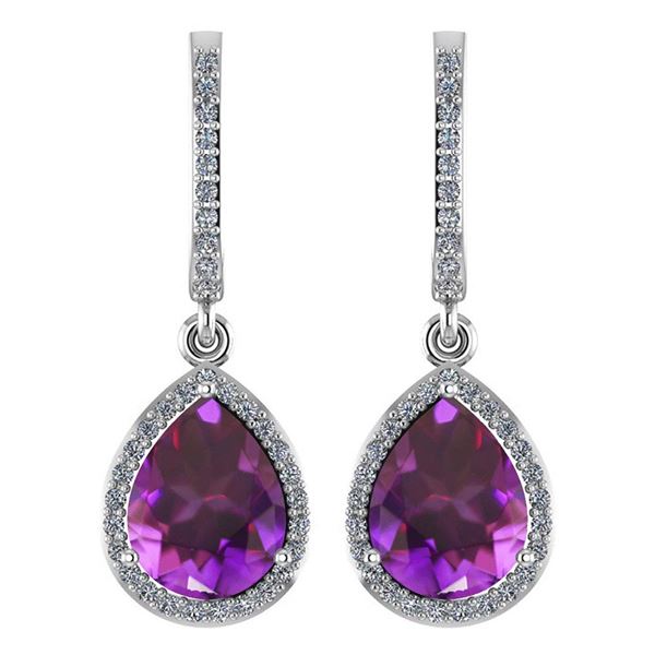 Certified 4.35 Ctw Amethyst And Diamond Wedding/Engagem