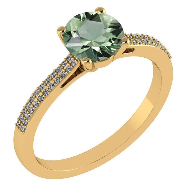 Certified 1.37 Ctw Green Amethyst And Diamond 14k Yello