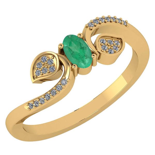 Certified 0.28 CTW Emerald And Diamond 14k Yellow Gold