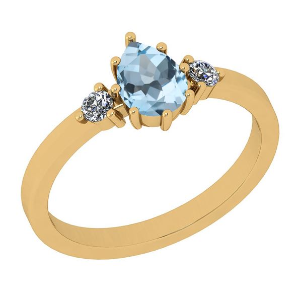 Certified 0.63 Ctw I2/I3 Blue Topaz And Diamond 10K Yel