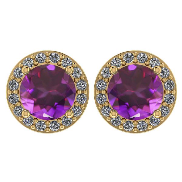 Certified 1.6 Ctw Amethyst And Diamond 14k Yellow Gold