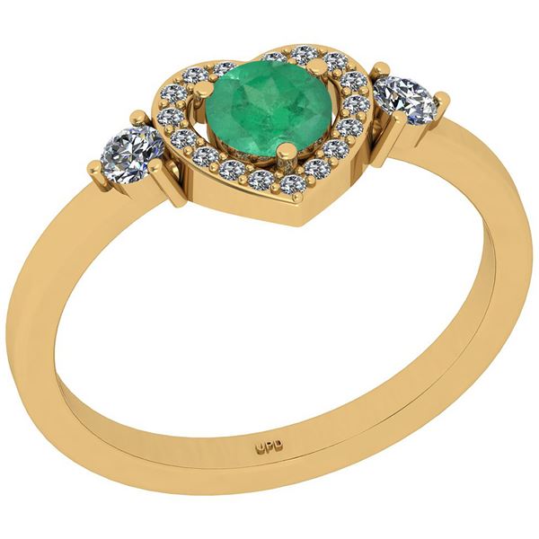 Certified 0.73 Ctw SI2/I1 Emerald And Diamond 14K Yello