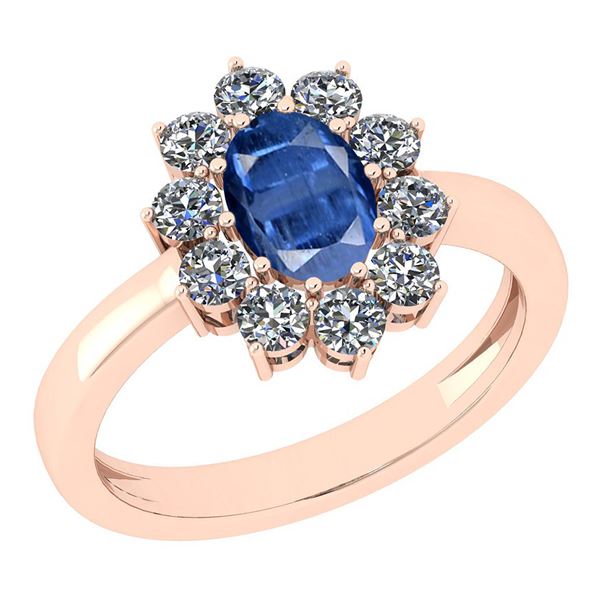 Certified 0.75 Ctw Kyanite And Diamond I1/I2 10K Rose G