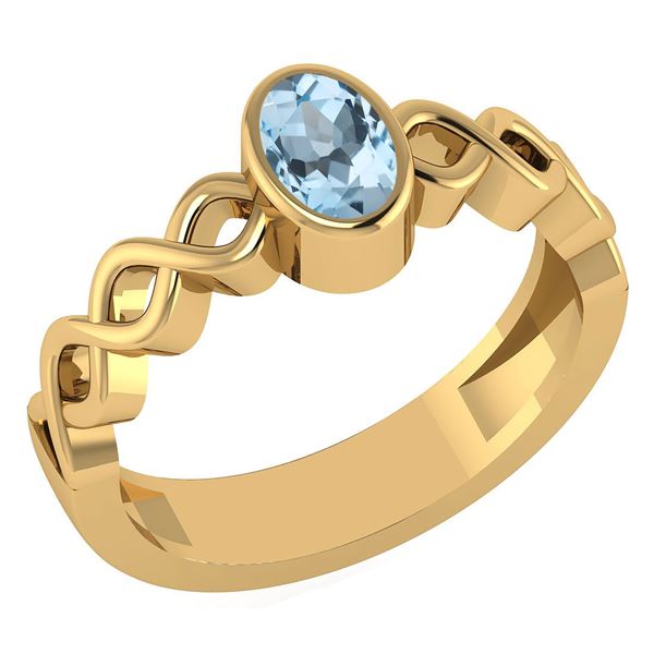 Certified 0.50Ctw Genuine Blue Topaze 114K Yellow Go