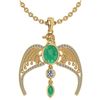 Image 1 : Certified 3.41 Ctw Emerlad And Diamond Eagle Necklace F