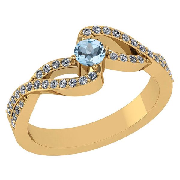 Certified 0.61 CTW Aquamarine And Diamond 14k Yellow Go