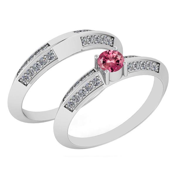 Certified .55 Ctw Pink Tourmaline And Diamond Wedding/E