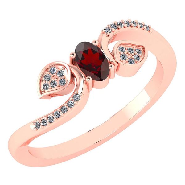 Certified 0.28 CTW Garnet And Diamond 14k Rose Gold Hal