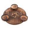 Image 1 : WOODEN TRIPLE MOON TEA LIGHT CANDLE HOLDER