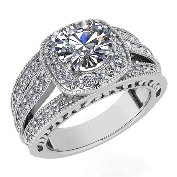 Certified 1.96 Ctw Diamond Wedding/Engagement 14K White
